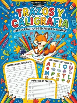 Portada del libro digital "Trazos y Caligrafía del Abecedario": Ejercicios de trazos iniciales diseñados para niños preescolares.